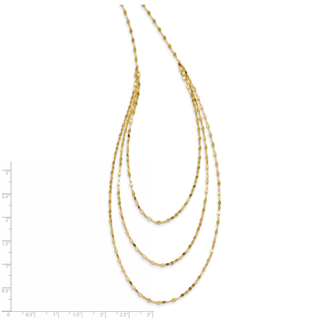 Polished Triple-Strand Bib Necklace in 14K Yellow Gold