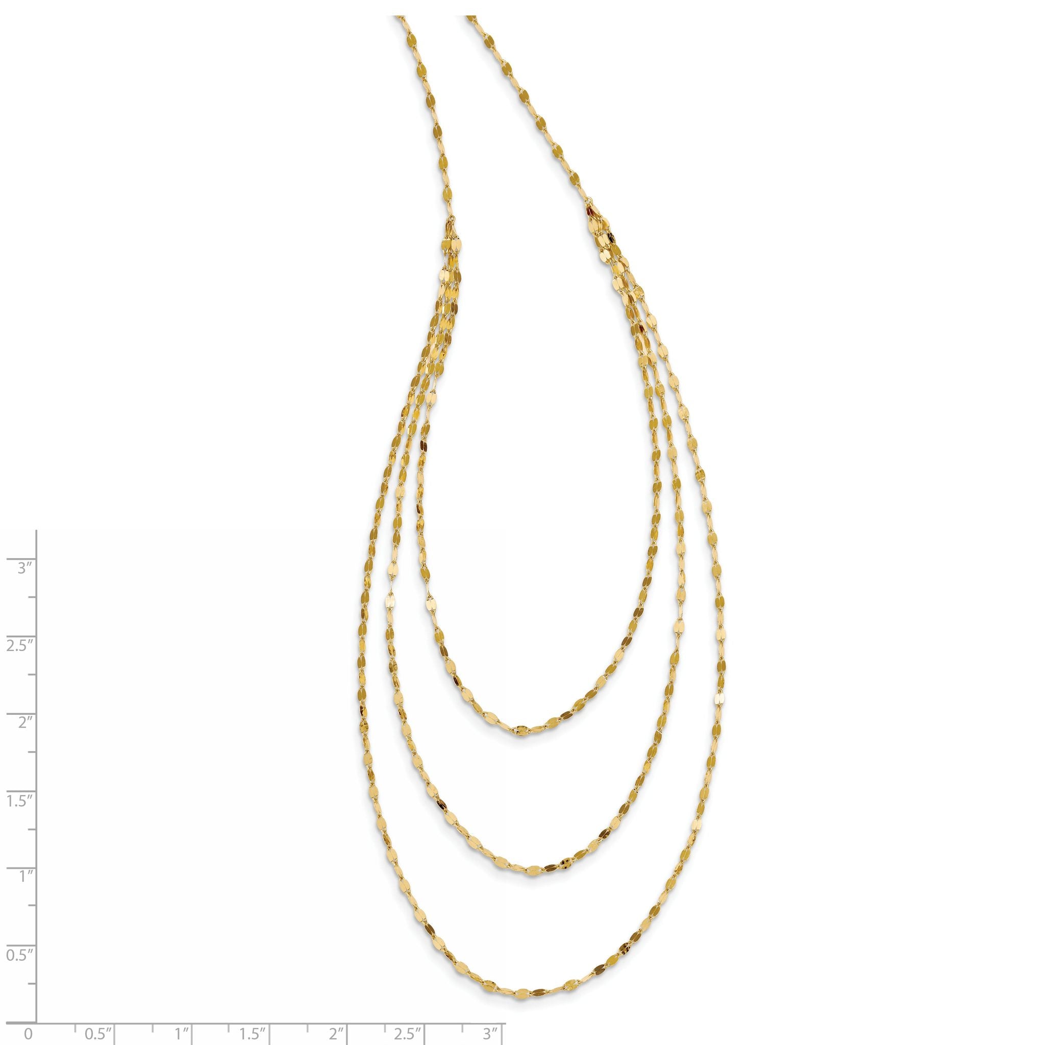 Polished Triple-Strand Bib Necklace in 14K Yellow Gold