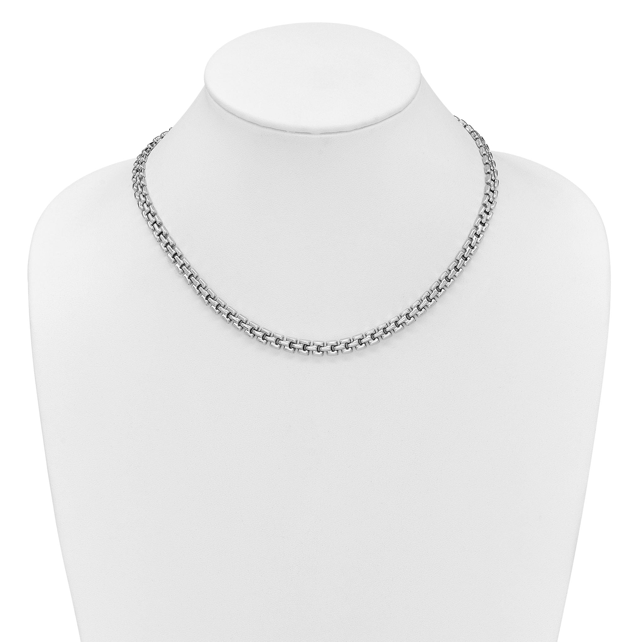 Sterling Silver Rhodium-Plated Polished Fancy Link Necklace