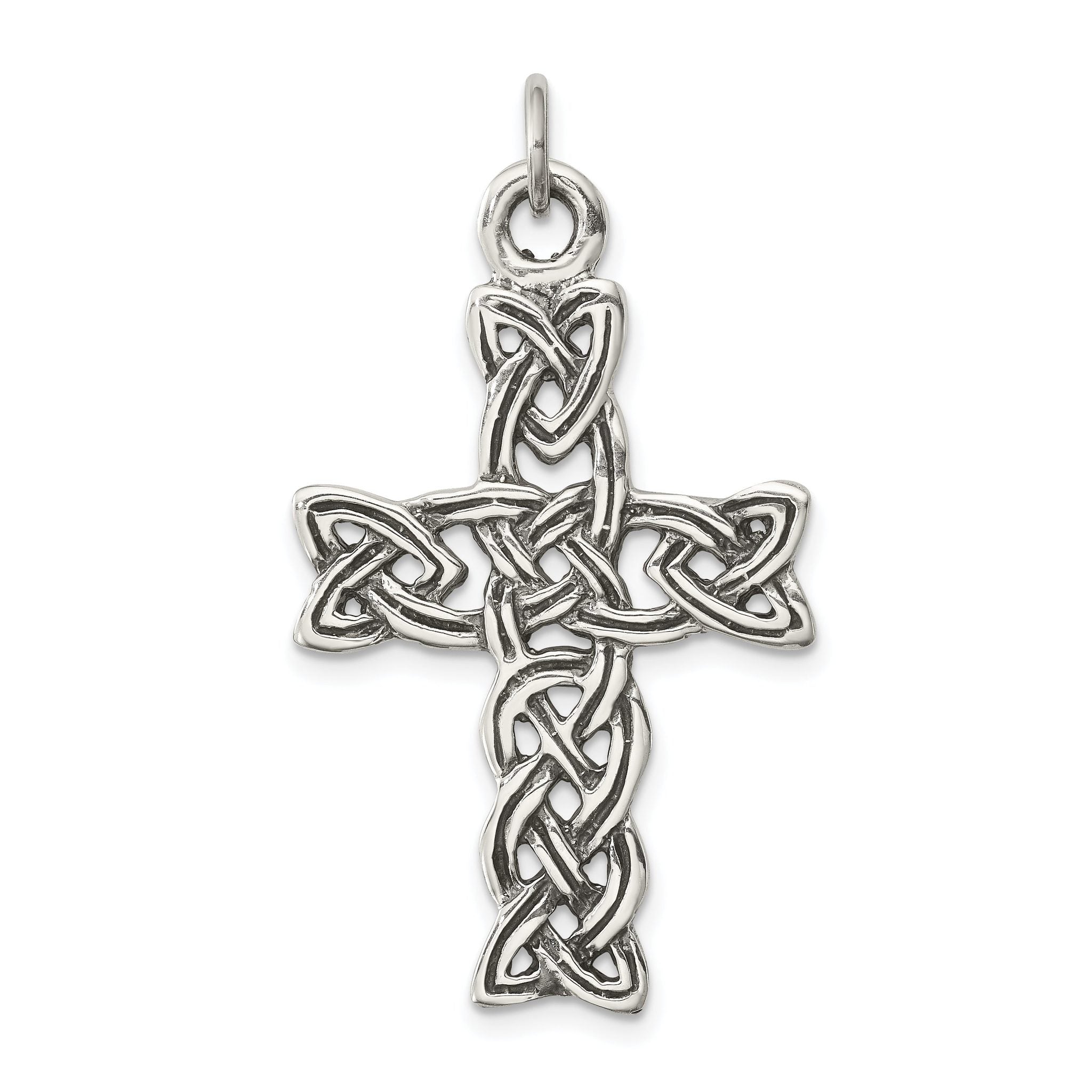 Sterling Silver 925 Antiqued Celtic Cross Pendant with Polished Finish Main image