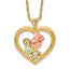 10K Tri-Color Black Hills Gold Heart Pendant Necklace Elegant Polished Design