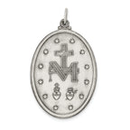 Sterling Silver 925 Antiqued Miraculous Medal Pendant Solid Vintage Design