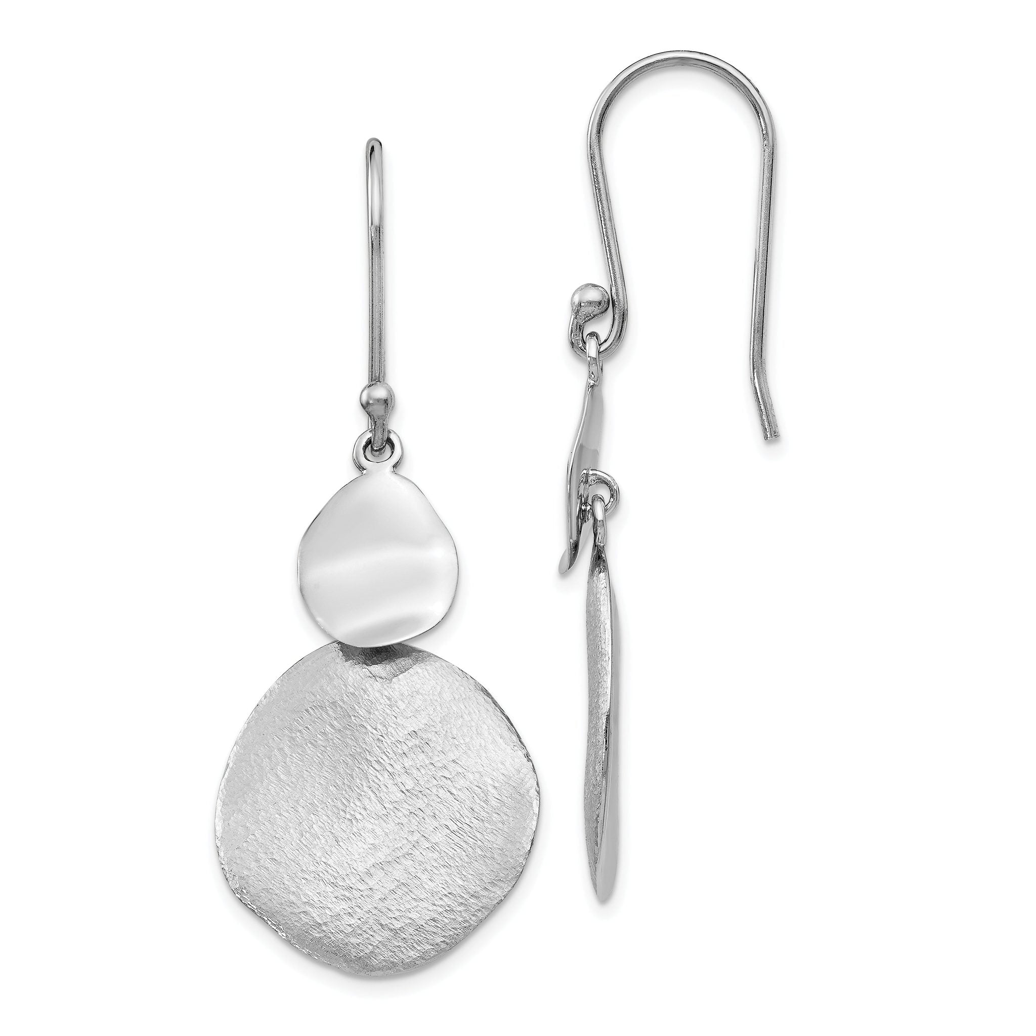 Sterling Silver Radiant Essence Polished Textured Dangle Earrings Main image