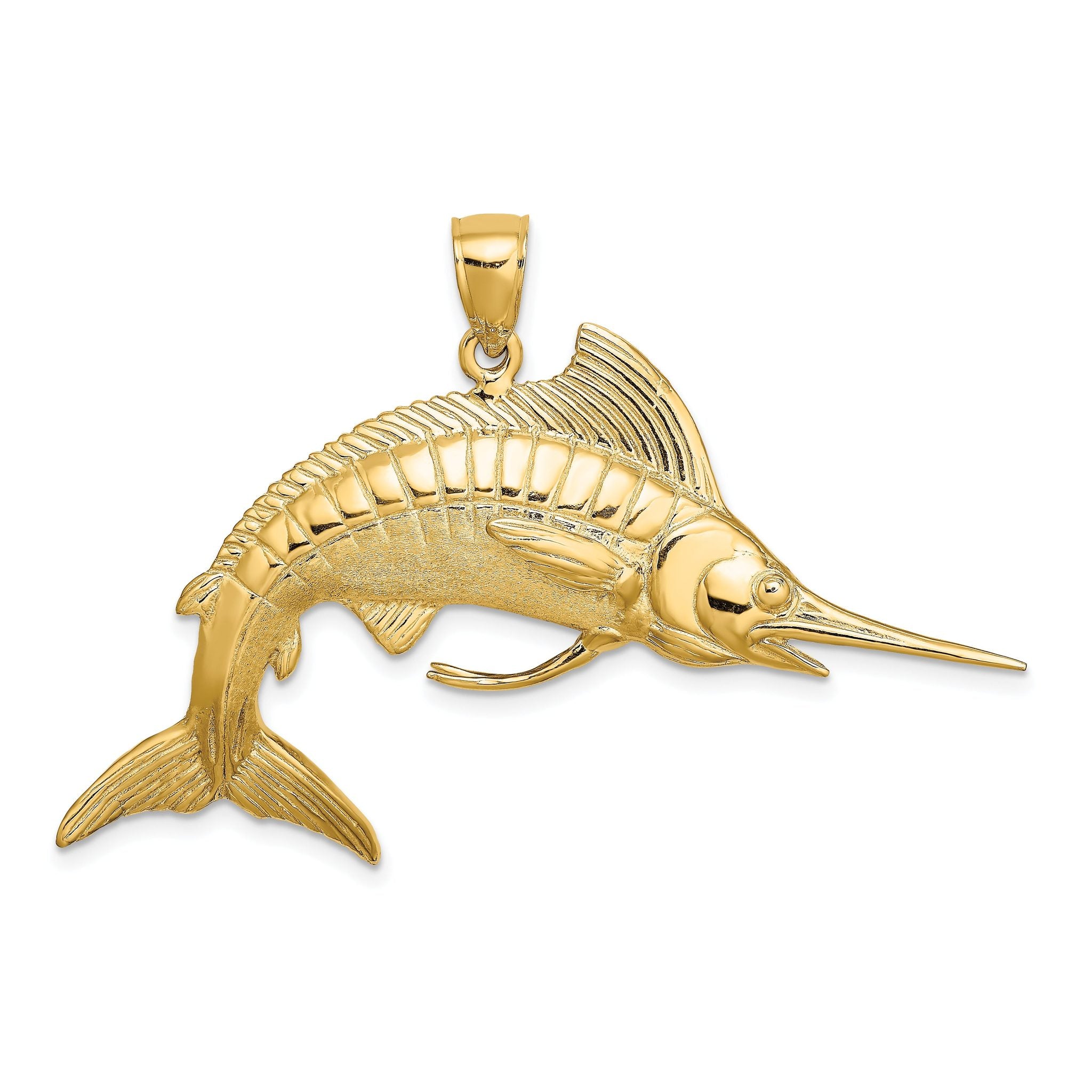 14K 3-D Polished Satin White Marlin Charm Main image