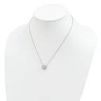 Sterling Silver Rhodium-plated CZ With 2in ext. Fancy Necklace