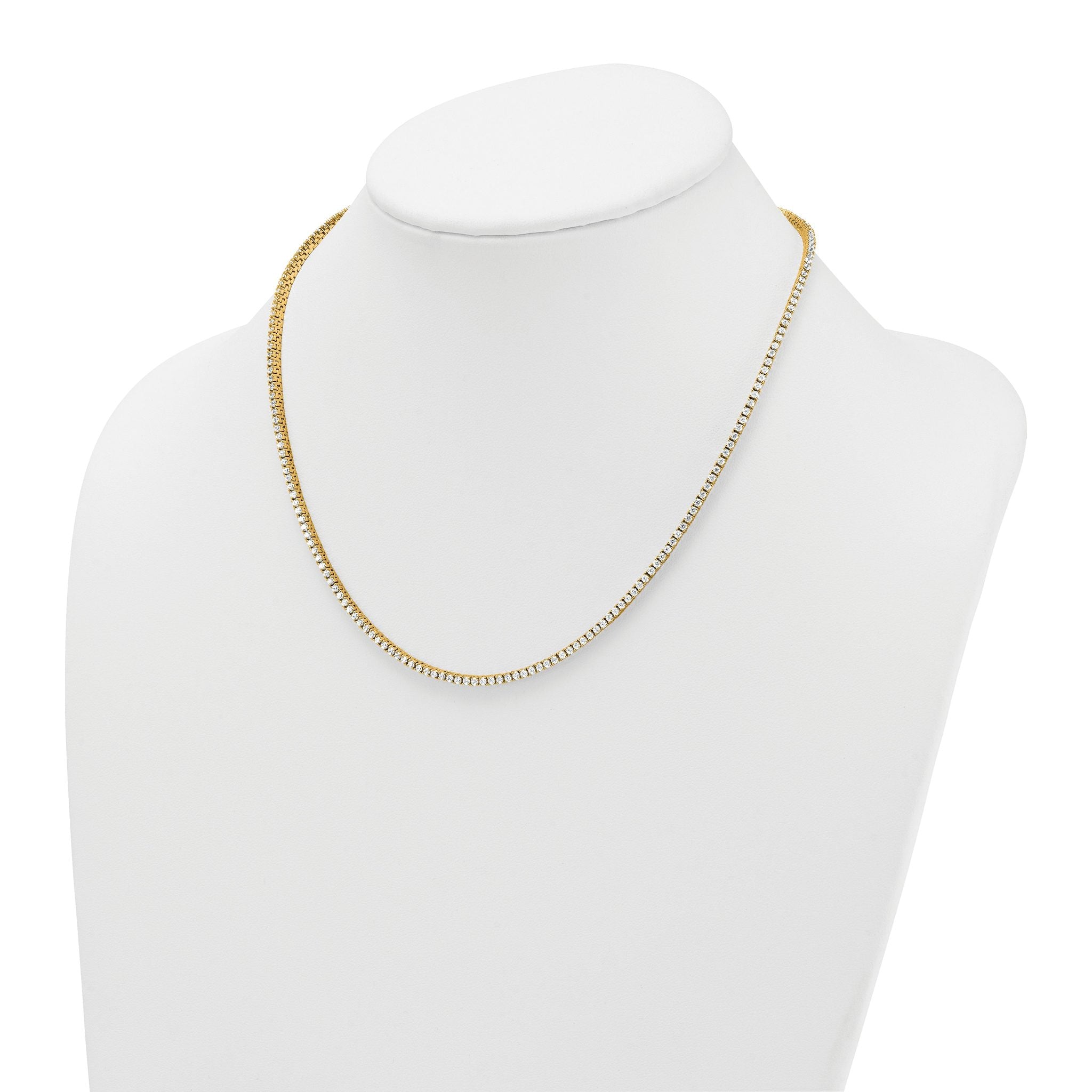 14k 4 1/2 carat Lab Grown Diamond VS+ F+ Complete Round 18 inch Straight Tennis Necklace