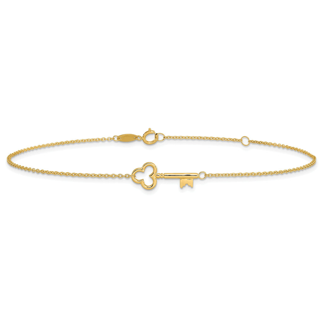 14K Polished Key  w/1in ext. Anklet