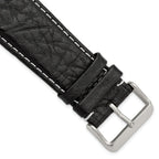 Sport Watch Band in Black Leather with White Stitching, 26mm
