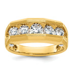 IBGoodman 14k Two-tone Men's Polished and Satin 5-Stone 1 1/5 Carat Lab Grown Diamond Ring