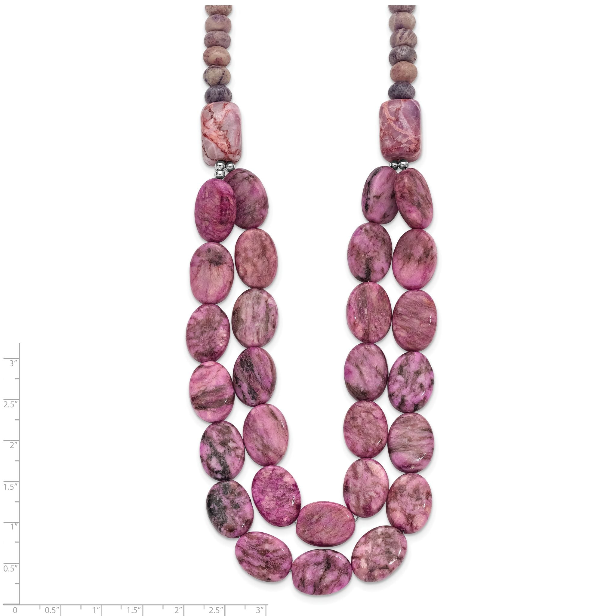 Sterling Silver Charoite, Jade, Pink and Purple Jasper With 2in ext Necklace Secondary image
