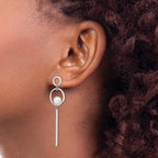 Stainless Steel Polished Pear Simulated Pearl Drop Dangle Earrings for Women