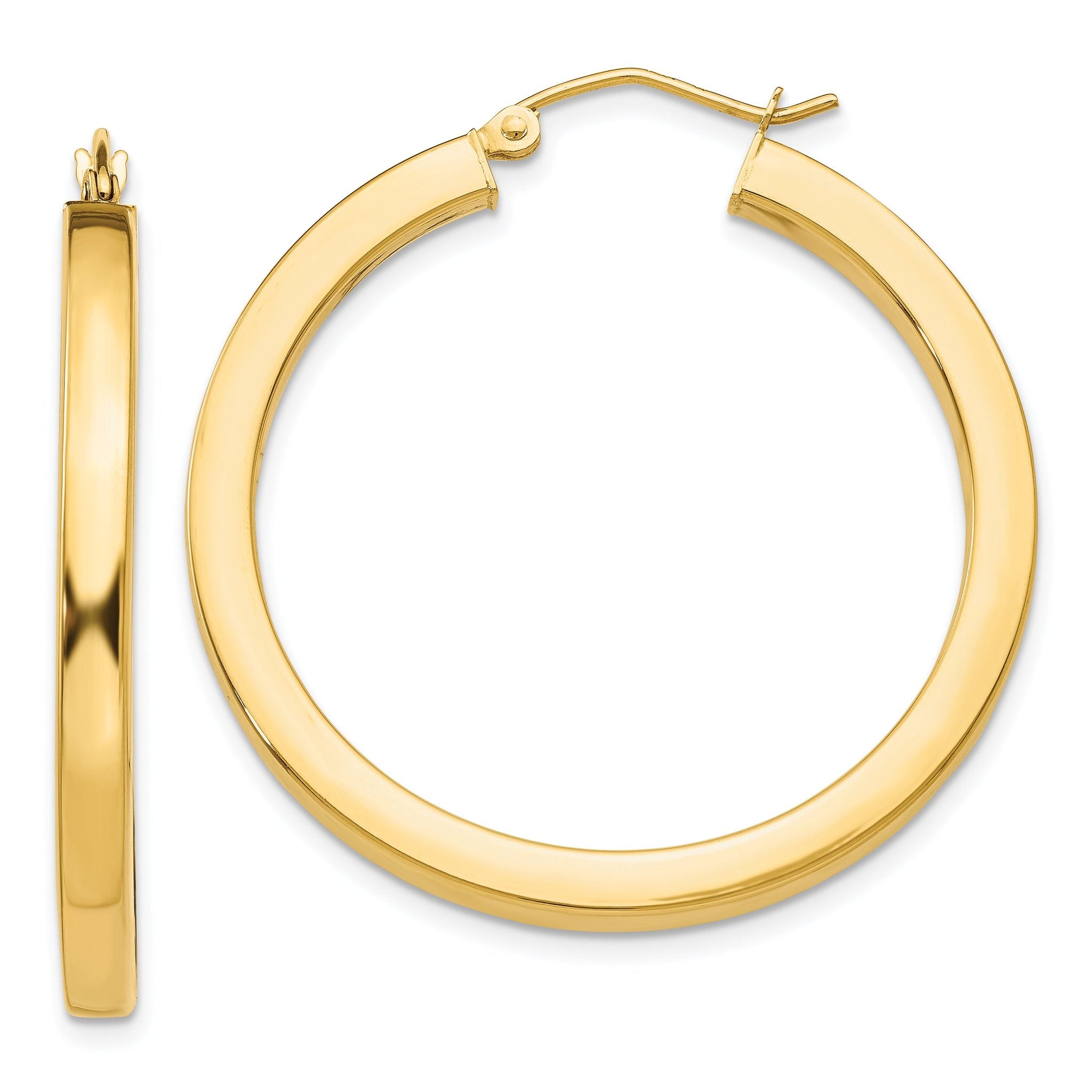 14k 3mm Polished Square Hoop Earrings Main image