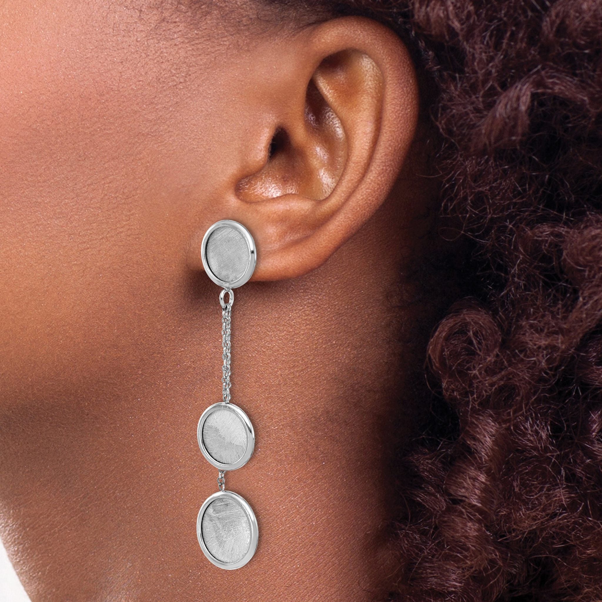 Sterling Silver Rh-plated Radiant Essence Polished/Scratch Earring
