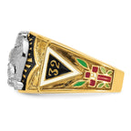 14k Two-tone Men's Polished and Textured with Multi-color Enamel and Diamond 32nd Degree Scottish Ri