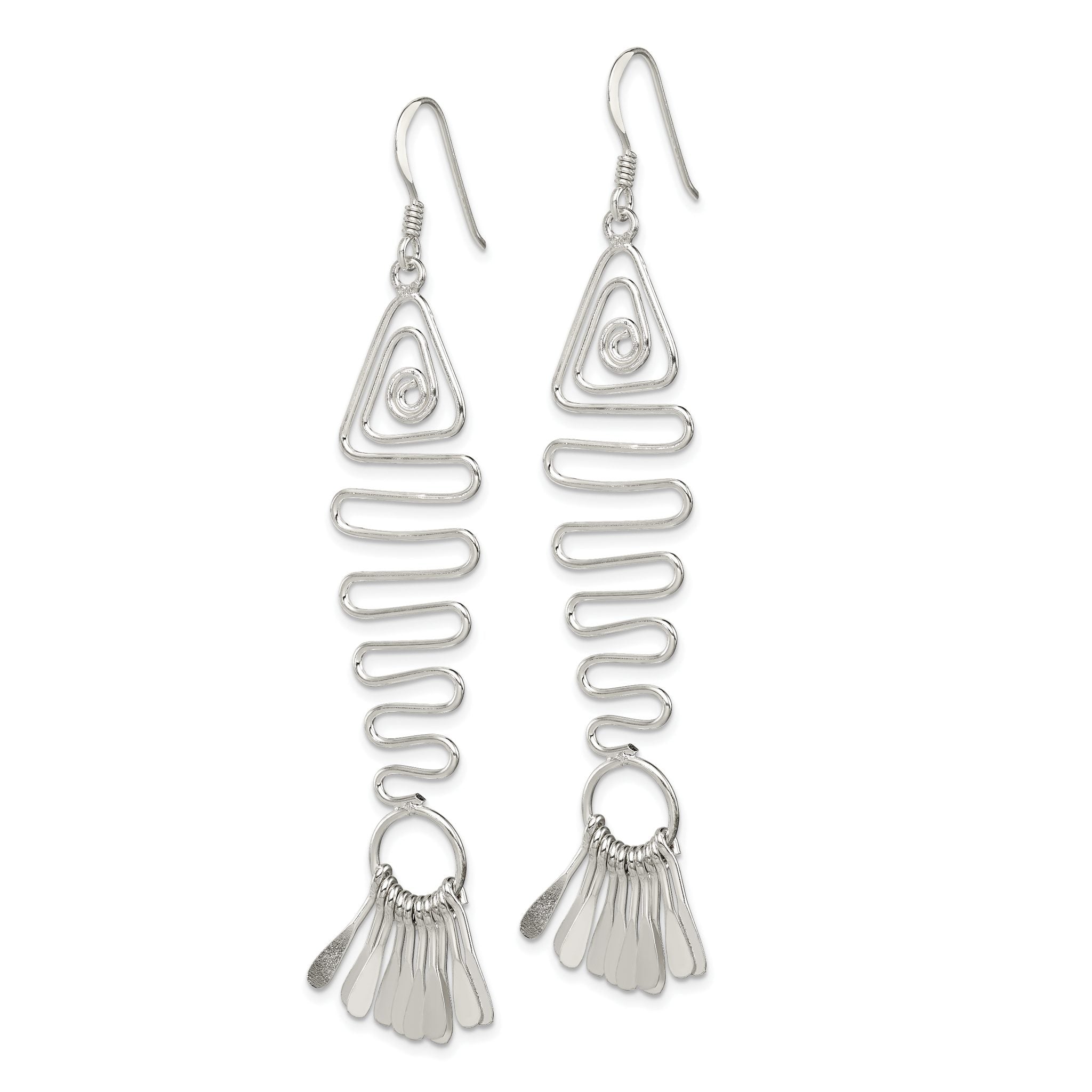 Sterling Silver Polished Fancy Geometric Fish Earrings Secondary image