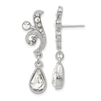 1928 Jewelry Silver-tone Sparkling Clear Crystal Teardrop Vintage Style Dangle Post Earrings