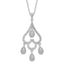 Sterling Silver CZ Heart Teardrop Necklace with Rhodium-Plated Chain