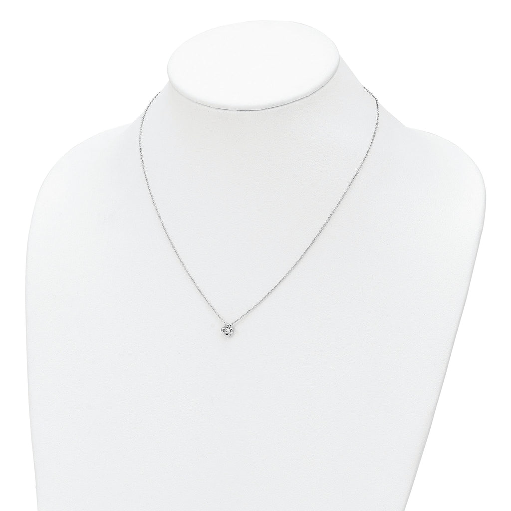 Sterling Silver Rhodium-plated Polished CZ Flower Necklace