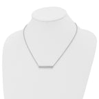 14K White Gold Polished with 1in ext. Bar Necklace