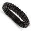 Stainless Steel Brushed Black IP-plated Black Leather Bracelet for Men