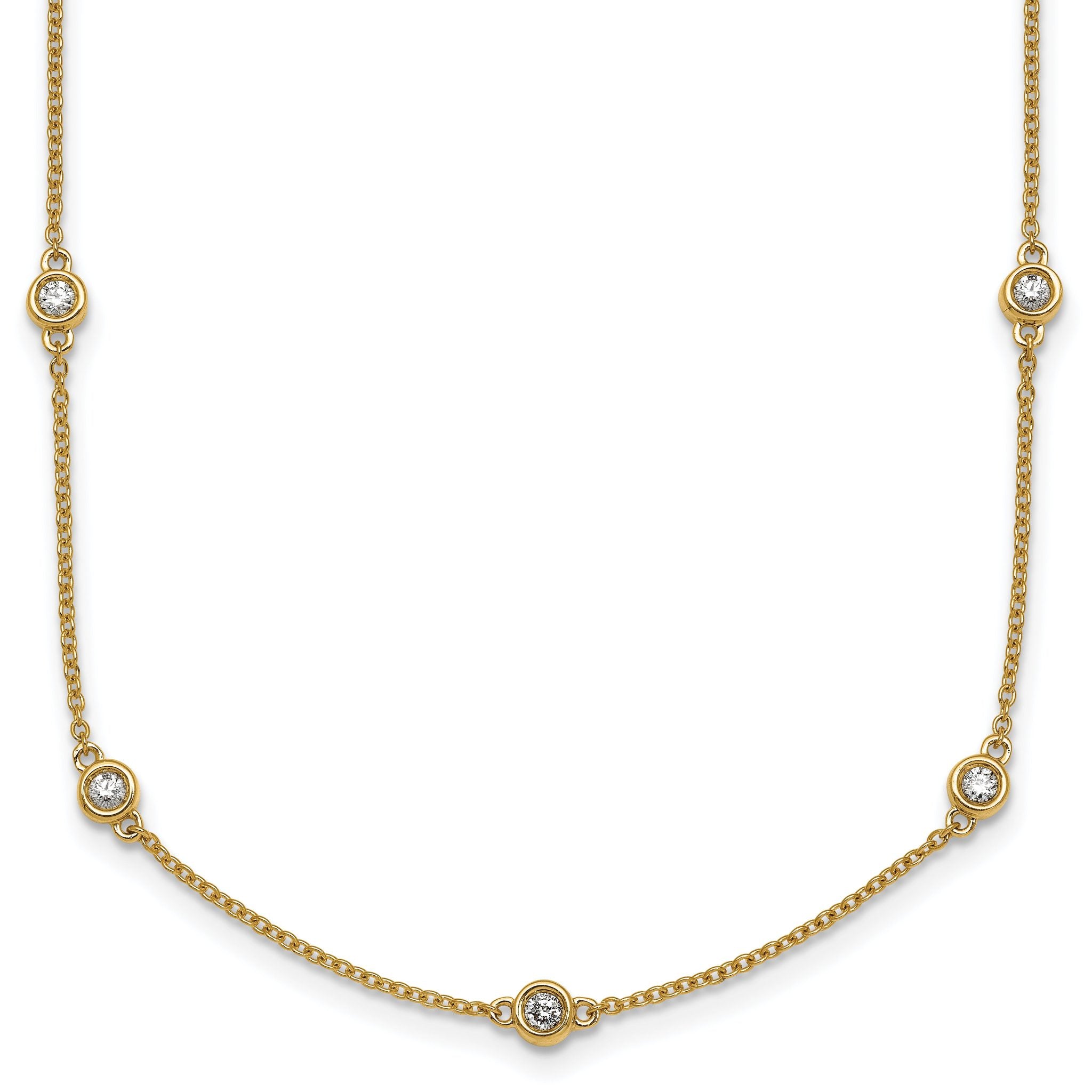 14k Complete 1/2 carat Bezel-set Diamond and Cable Chain 13-Station 16 inch Necklace Main image