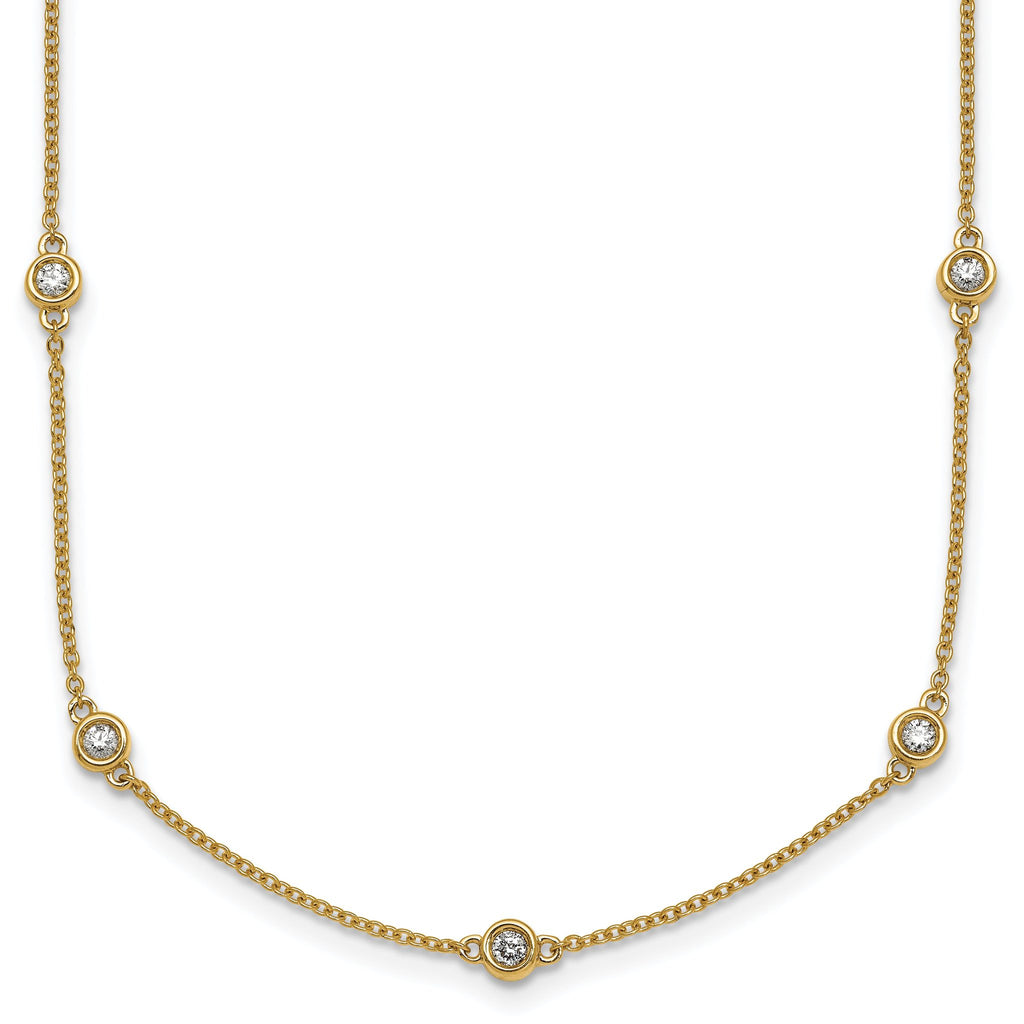 14k Complete 1/2 carat Bezel-set Diamond and Cable Chain 13-Station 16 inch Necklace