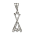 Sterling Silver 925 Baseball Charm with Two Bats & Ball Polished