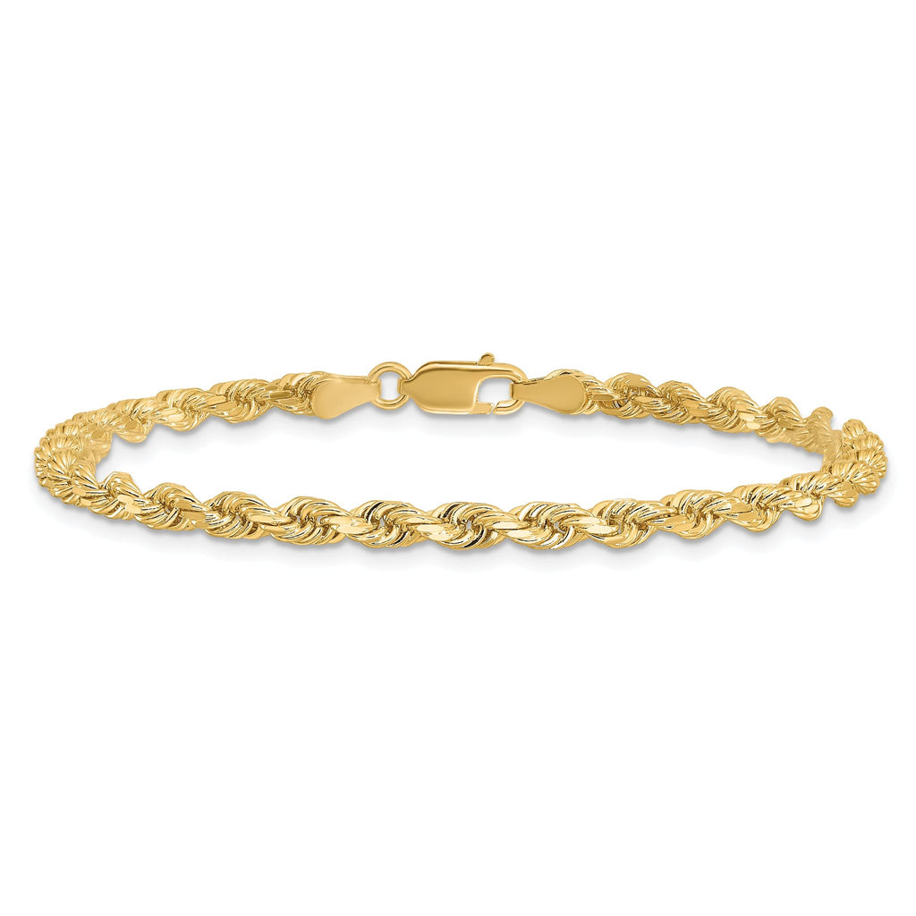 14K 7 inch 3.5mm Diamond-cut Rope with Lobster Clasp Chain