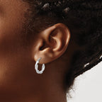 Sterling Silver Rhodium-plated Polished Twisted Hoop Earrings
