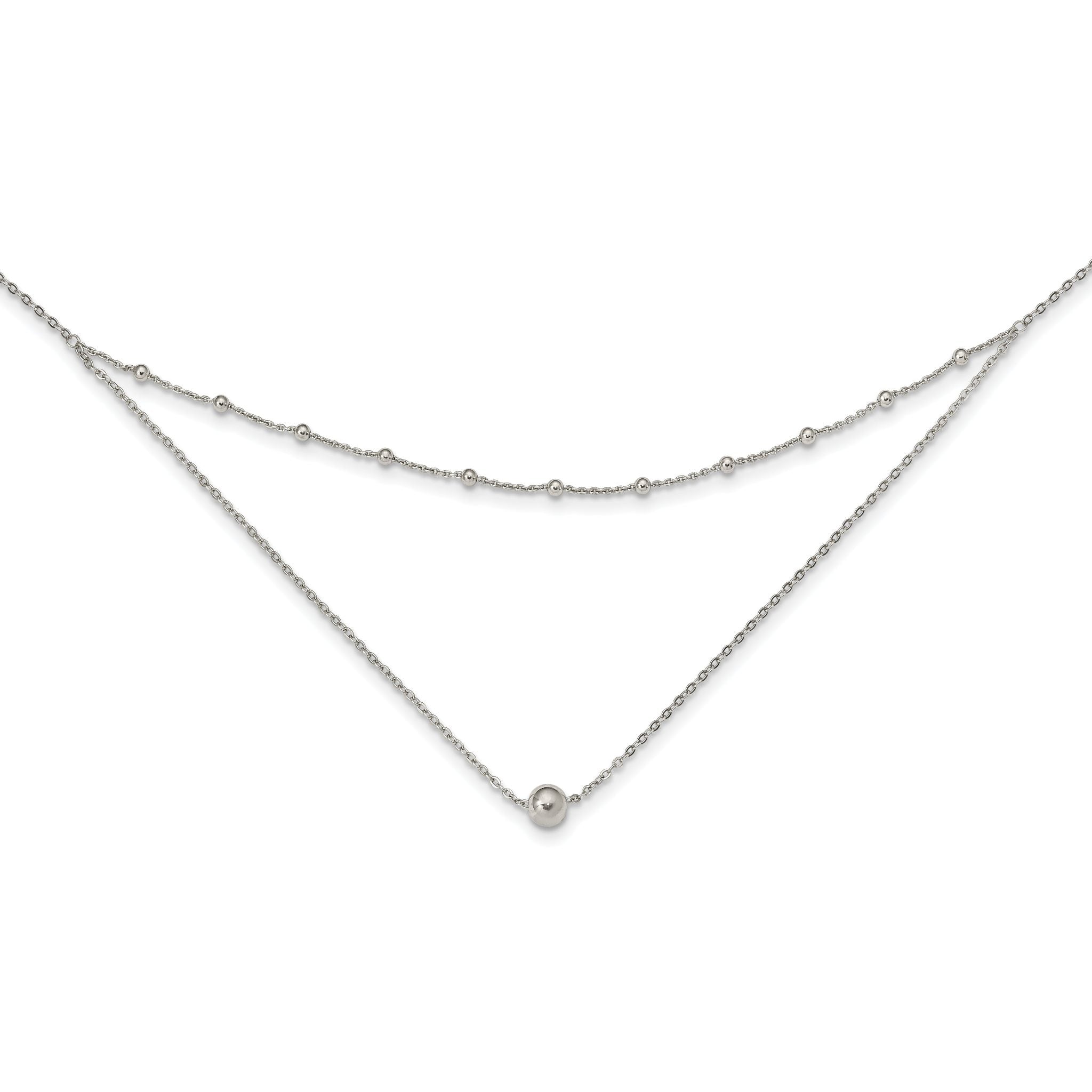 Sterling Silver Polished Beaded w/4 in ext Choker Main image