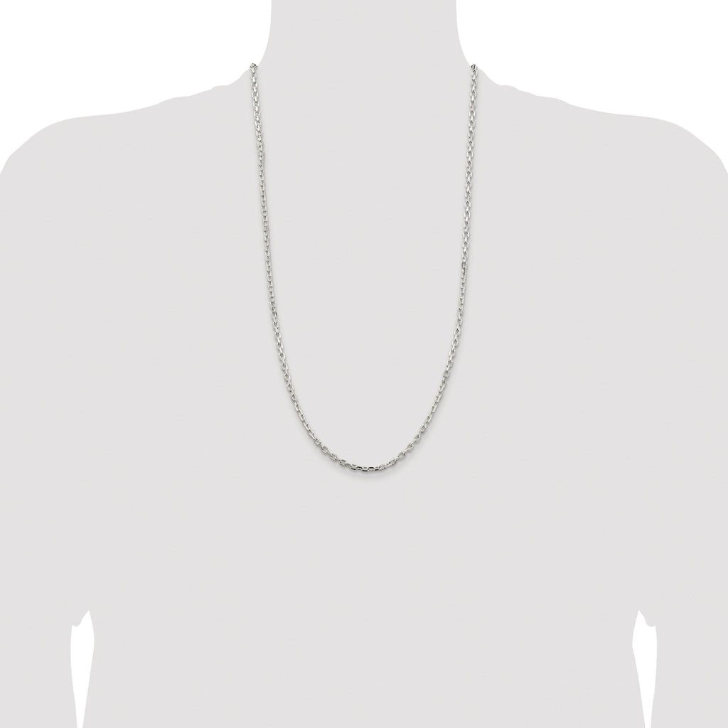 Beveled Oval Cable Chain Necklace in Sterling Silver, 3.25mm