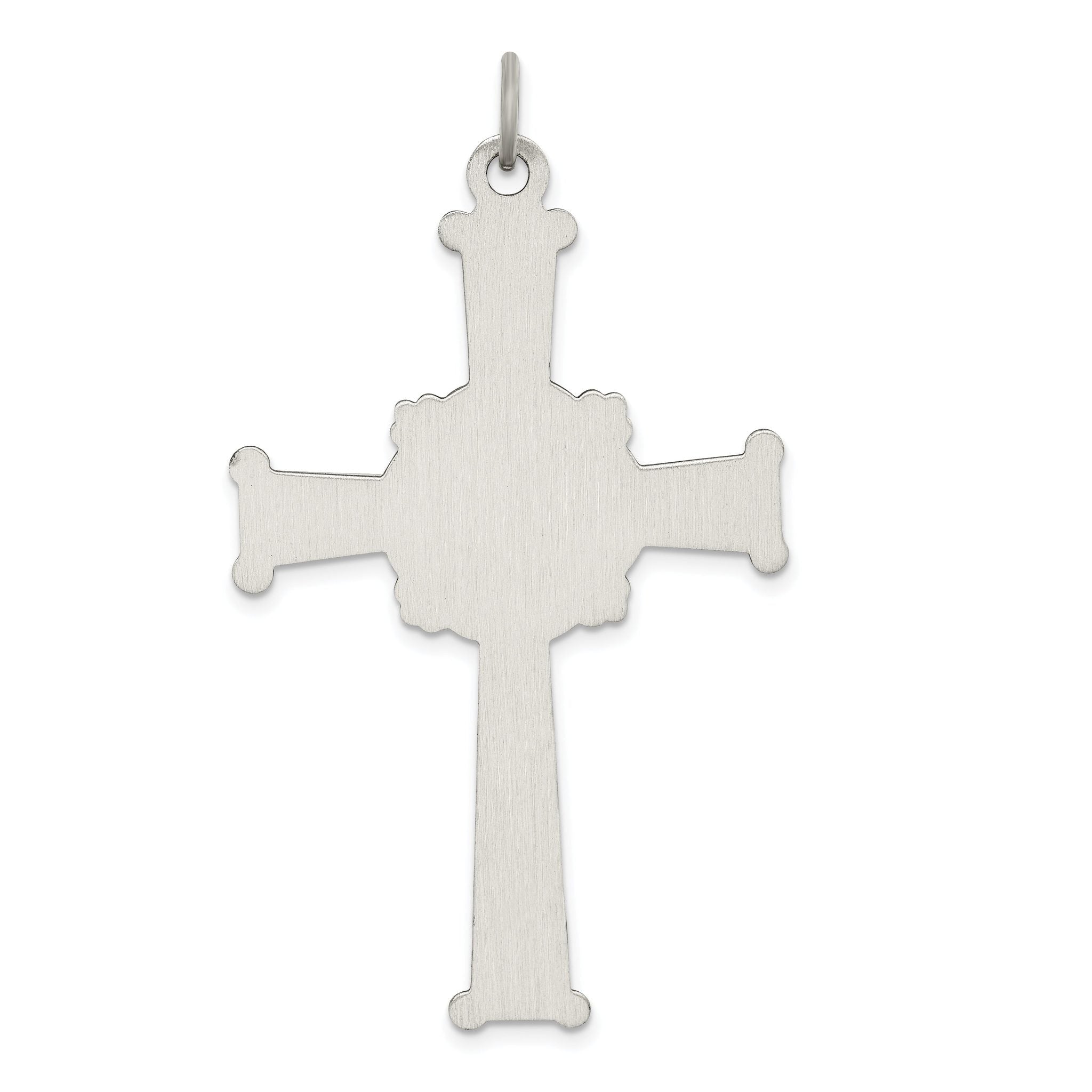 Sterling Silver 925 Antiqued Textured Cross Pendant with Brushed Finish