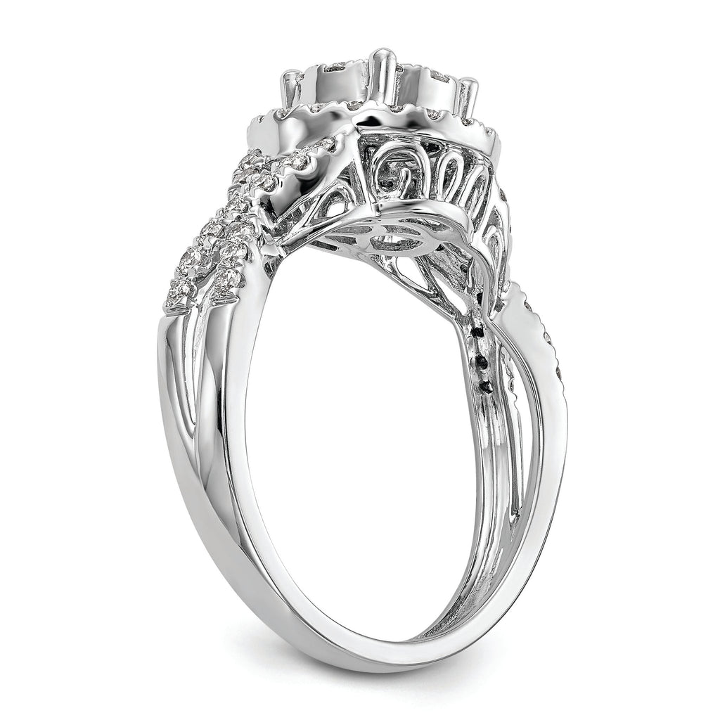 14k White Gold 3/4 carat Lab Grown Diamond VS/SI+ G+ Complete Cluster Engagement Ring