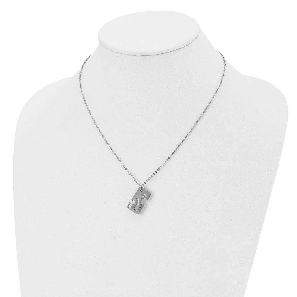 Stainless Steel Polished 2 Piece Cross 18.25in Necklace