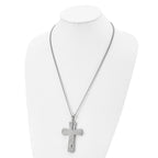 Chisel Stainless Steel Polished Lord's Prayer Cross Pendant on a 24 inch Curb Chain Necklace