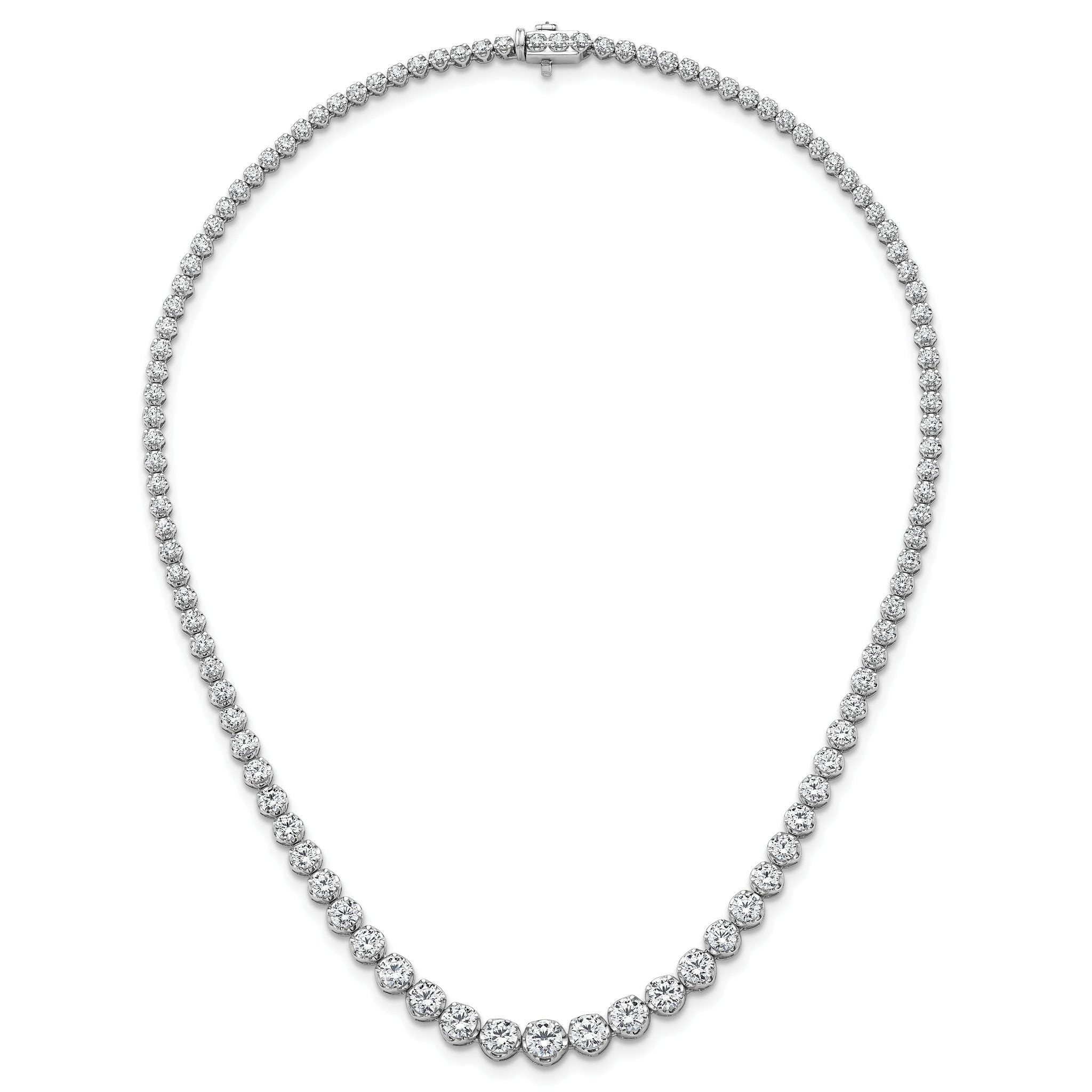 14k White Gold 10 carat Lab Grown Diamond VS+ F+ Complete Round 16 inch Graduated Tennis Necklace