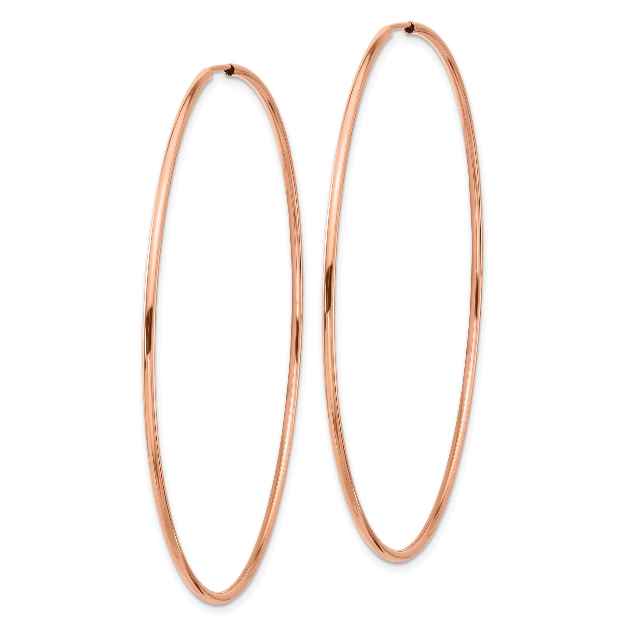 14k Rose Gold 1.5mm Polished Endless Hoop Earrings Secondary image