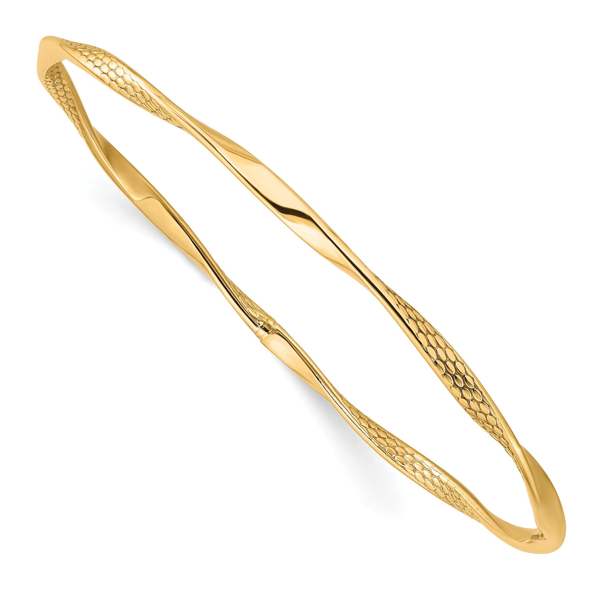 10K Yellow Gold Twisted Bangle with Polished Finish and Lifetime Warranty Main image