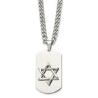Chisel Stainless Steel Polished Star of David Dog Tag on a 24 inch Curb Chain Necklace