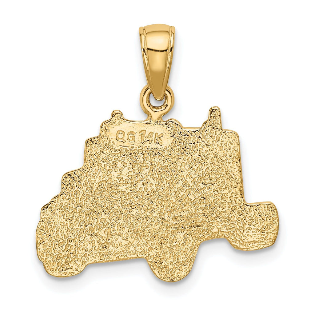 14K Gold Truck Cab Pendant for Men with Polished Textured Finish