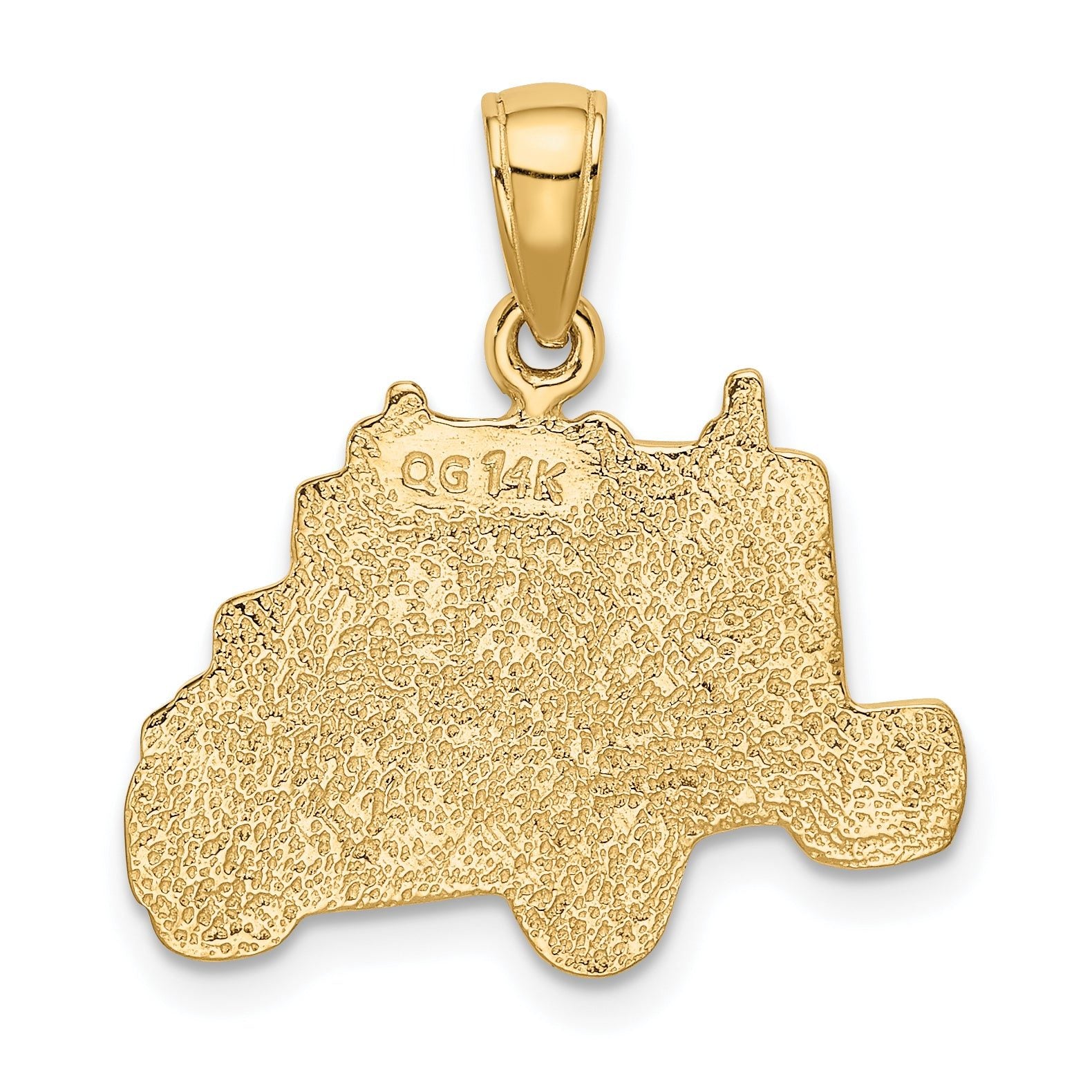 14K Gold Truck Cab Pendant for Men with Polished Textured Finish