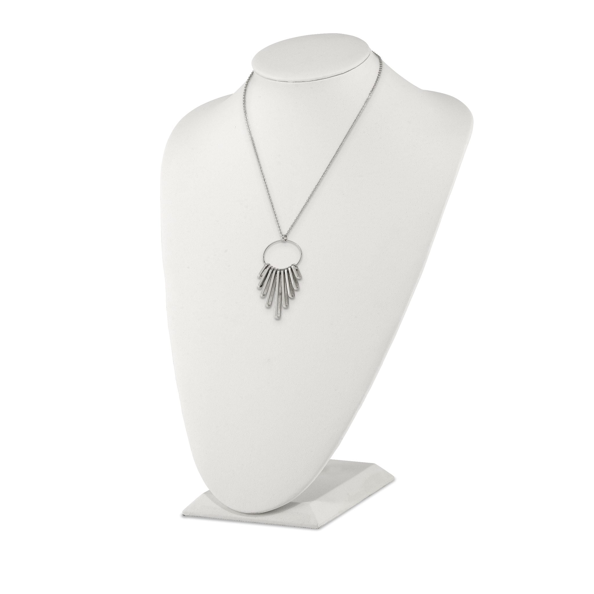 Chisel Stainless Steel Polished Circle with Bars Pendant on a 20 inch Cable Chain Necklace