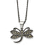 Marcasite Dragonfly Pendant Necklace in Stainless Steel