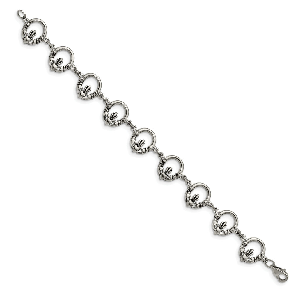 Stainless Steel Polished Claddagh Bracelet for Women