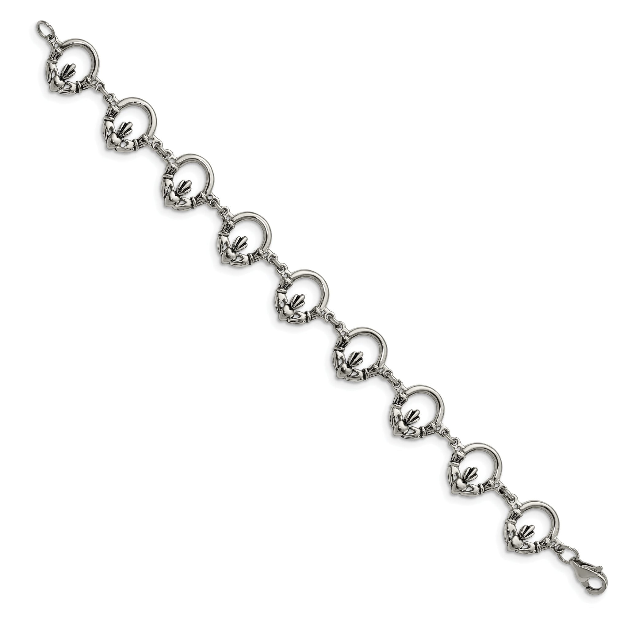 Stainless Steel Polished Claddagh Bracelet for Women