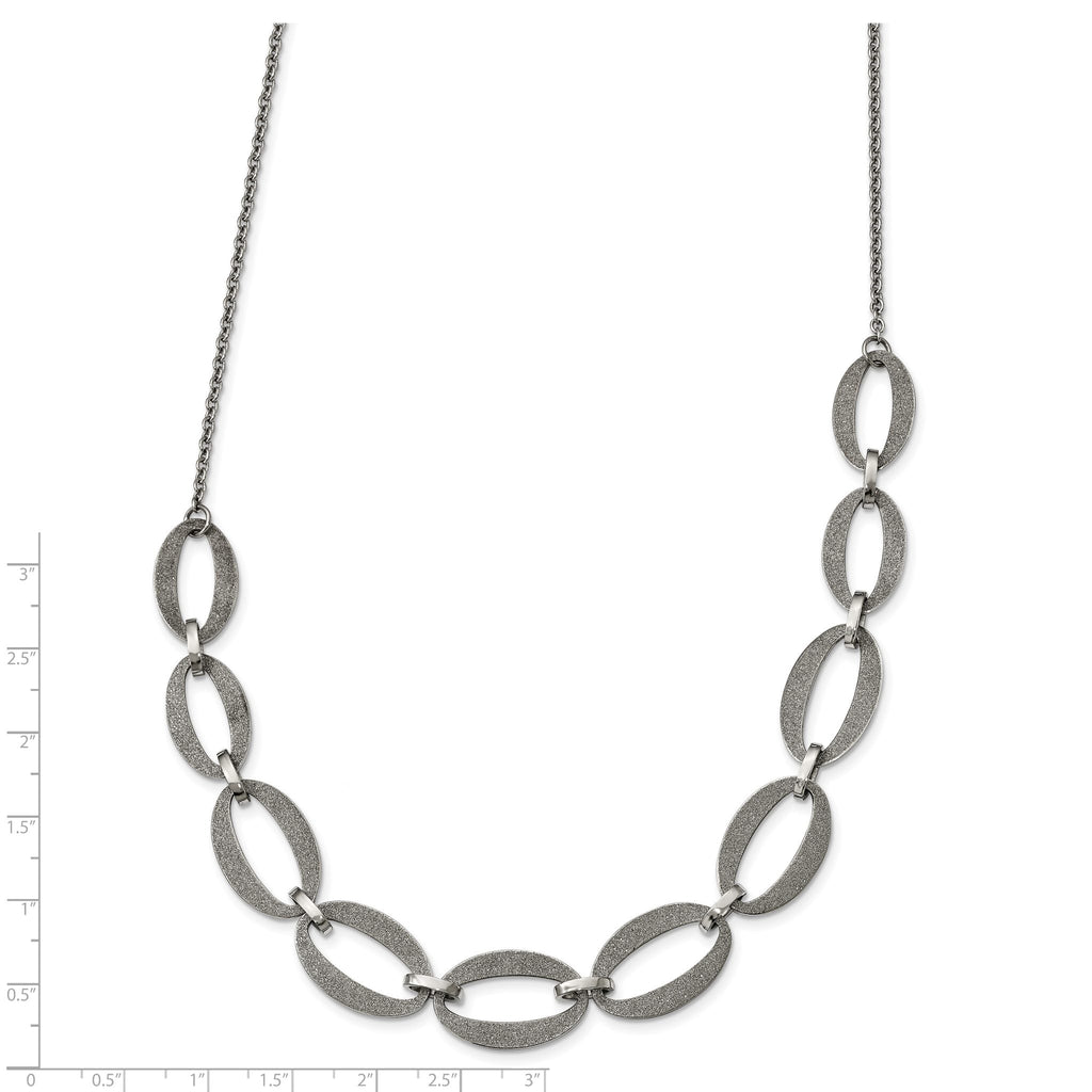 Laser-Cut Polished Necklace in Stainless Steel, 17in