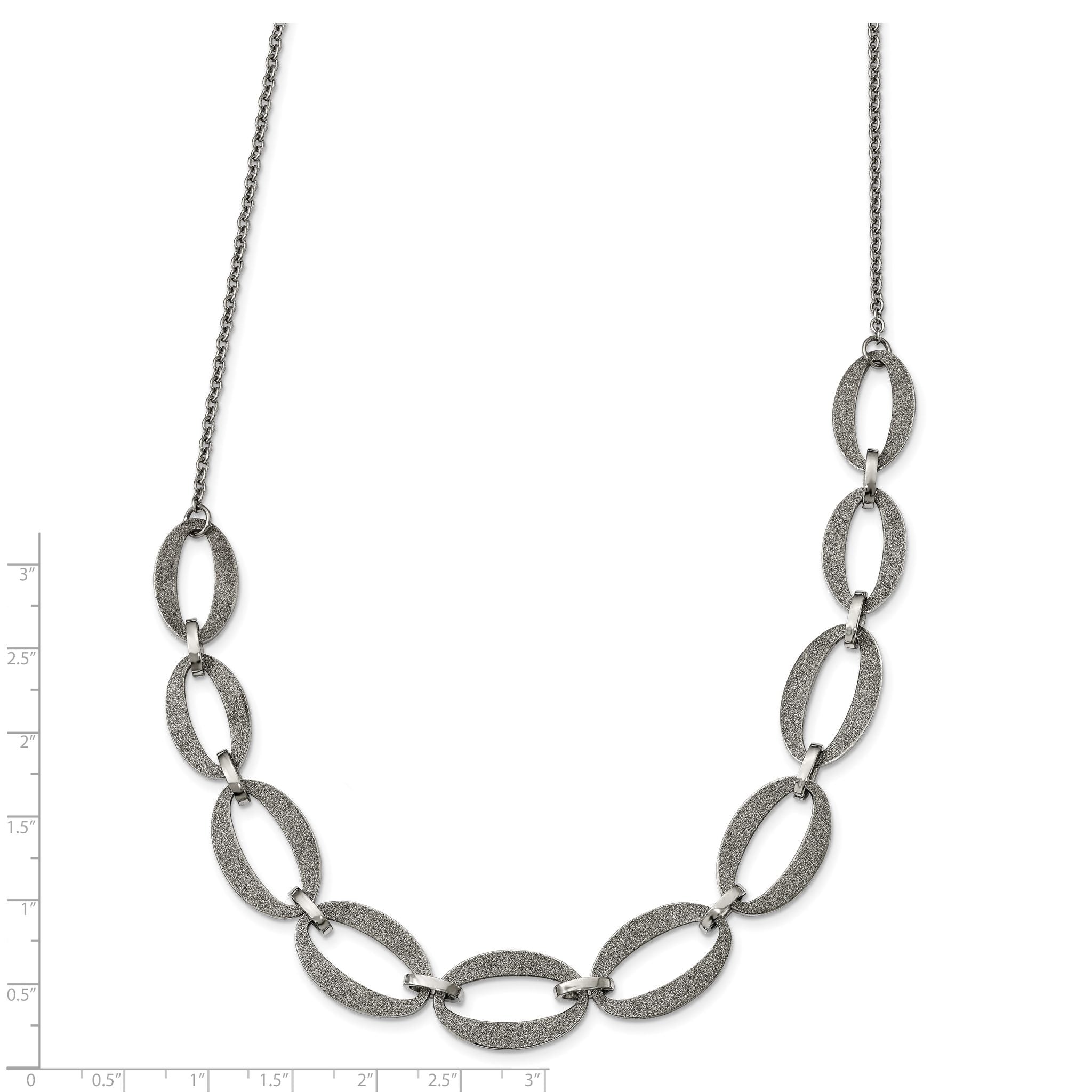 Laser-Cut Polished Necklace in Stainless Steel, 17in