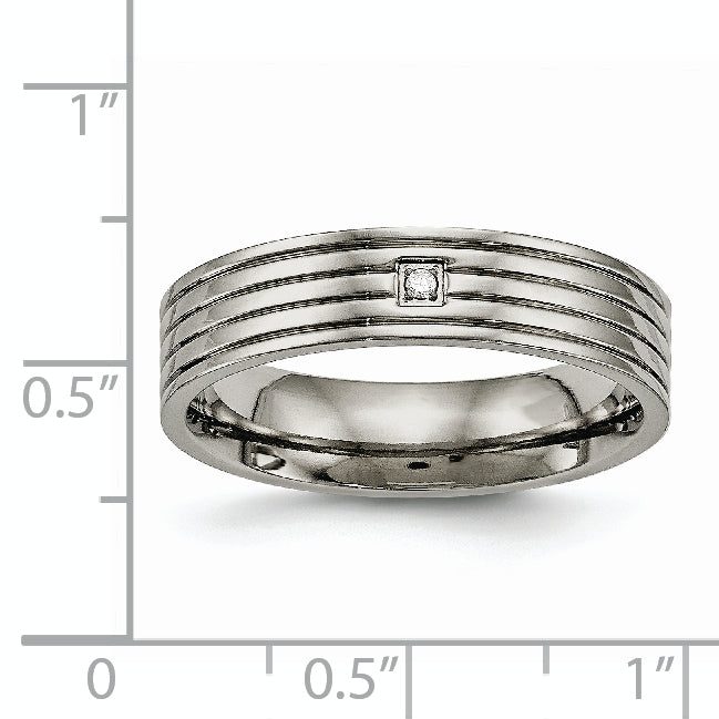 CZ Comfort-Fit Wedding Band in Titanium, 5mm
