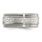 Sophia Jewelers Titanium & Sterling Silver Two-Tone Engravable Wedding Band