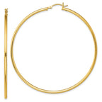 Sterling Silver Gold-Tone Polished 2x65mm Hoop Earrings